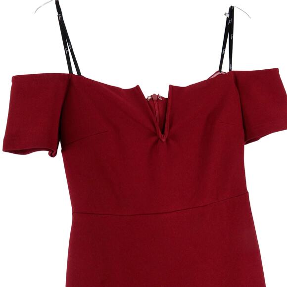 Lulus Lynne Burgundy Off-the-Shoulder Maxi Dress Floor Length Formal Gown Small - Picture 8 of 13